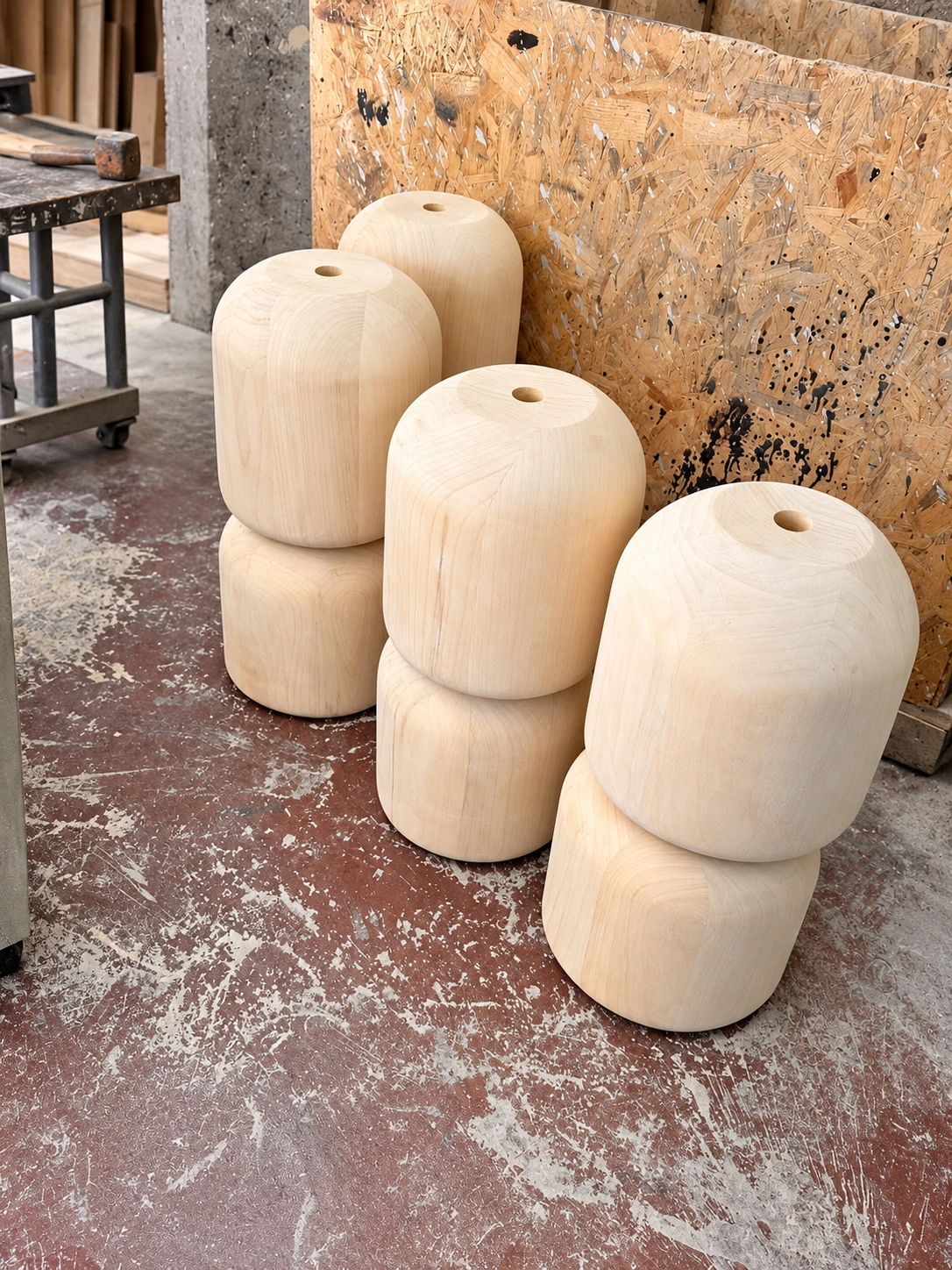Timber bases before finishing · Retouched project image