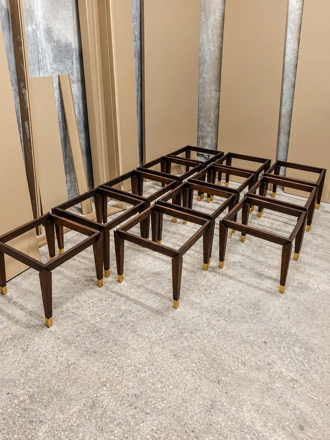 Chair frames in production · Retouched project image