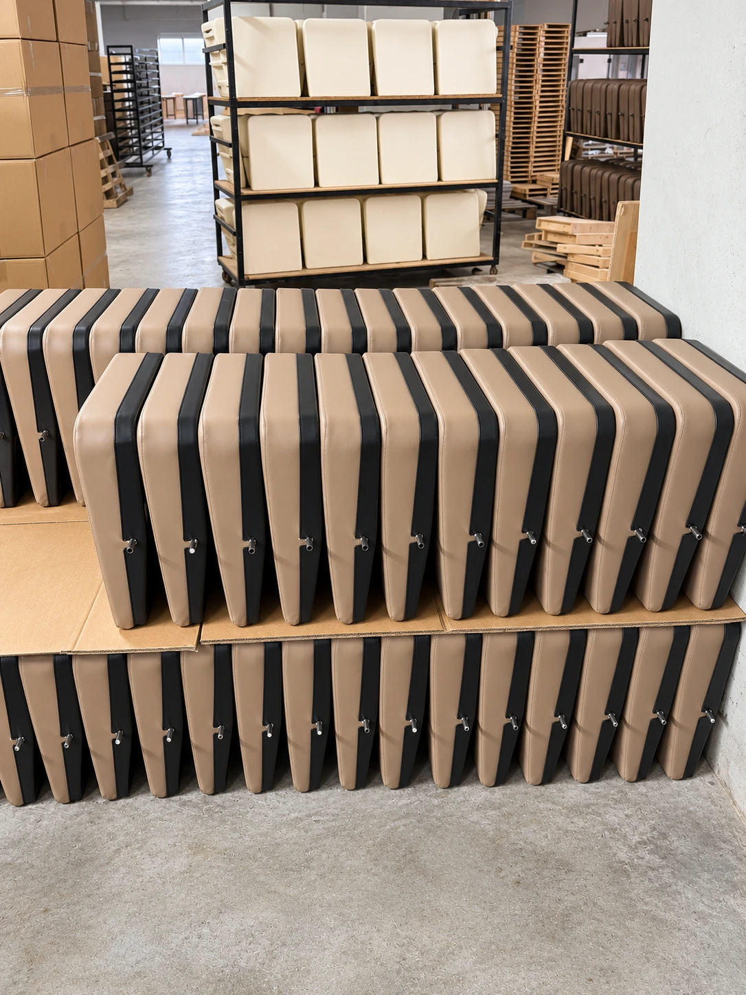 Chair components in production · Retouched project image