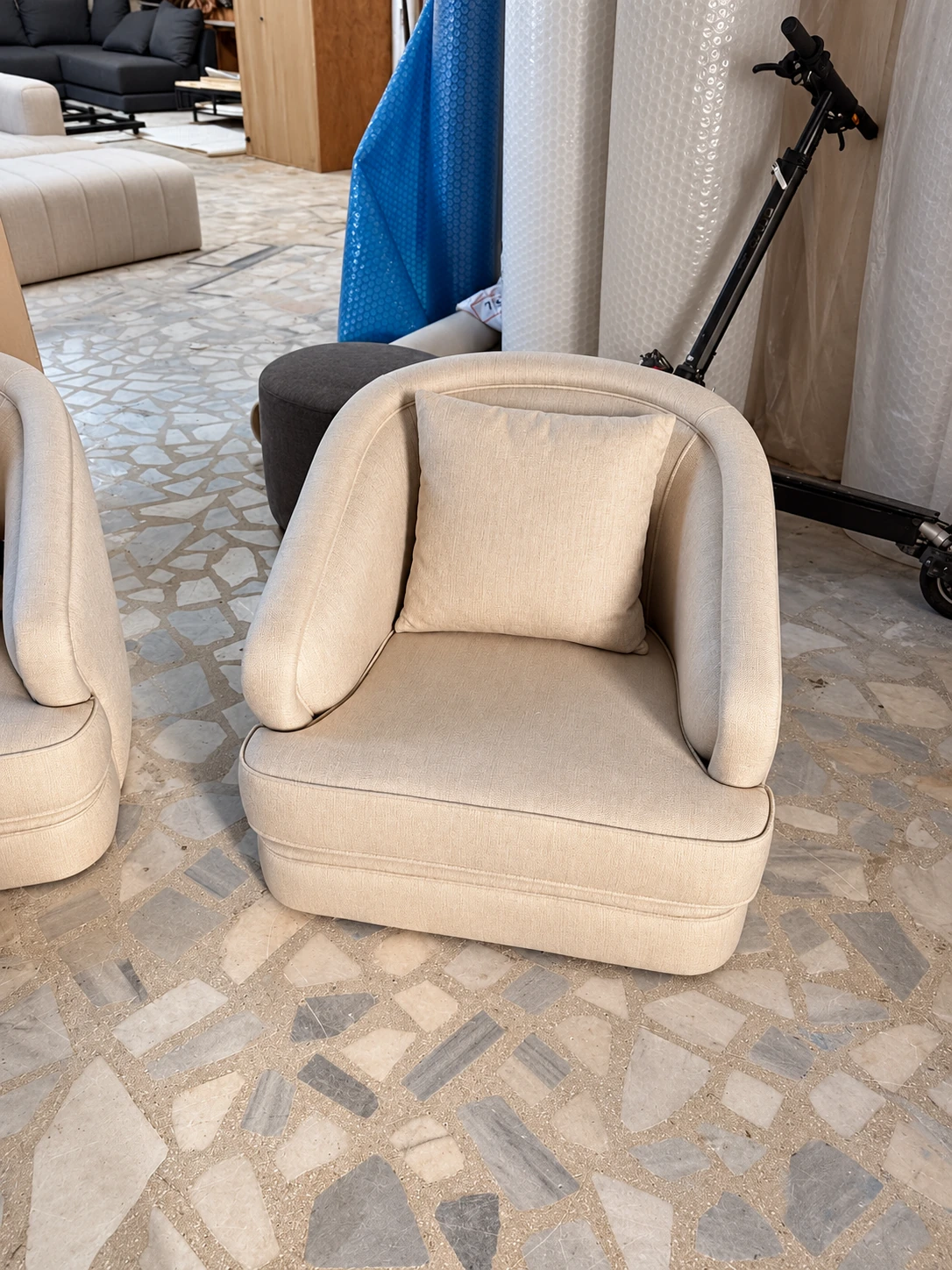Upholstered chair detail · Retouched project image
