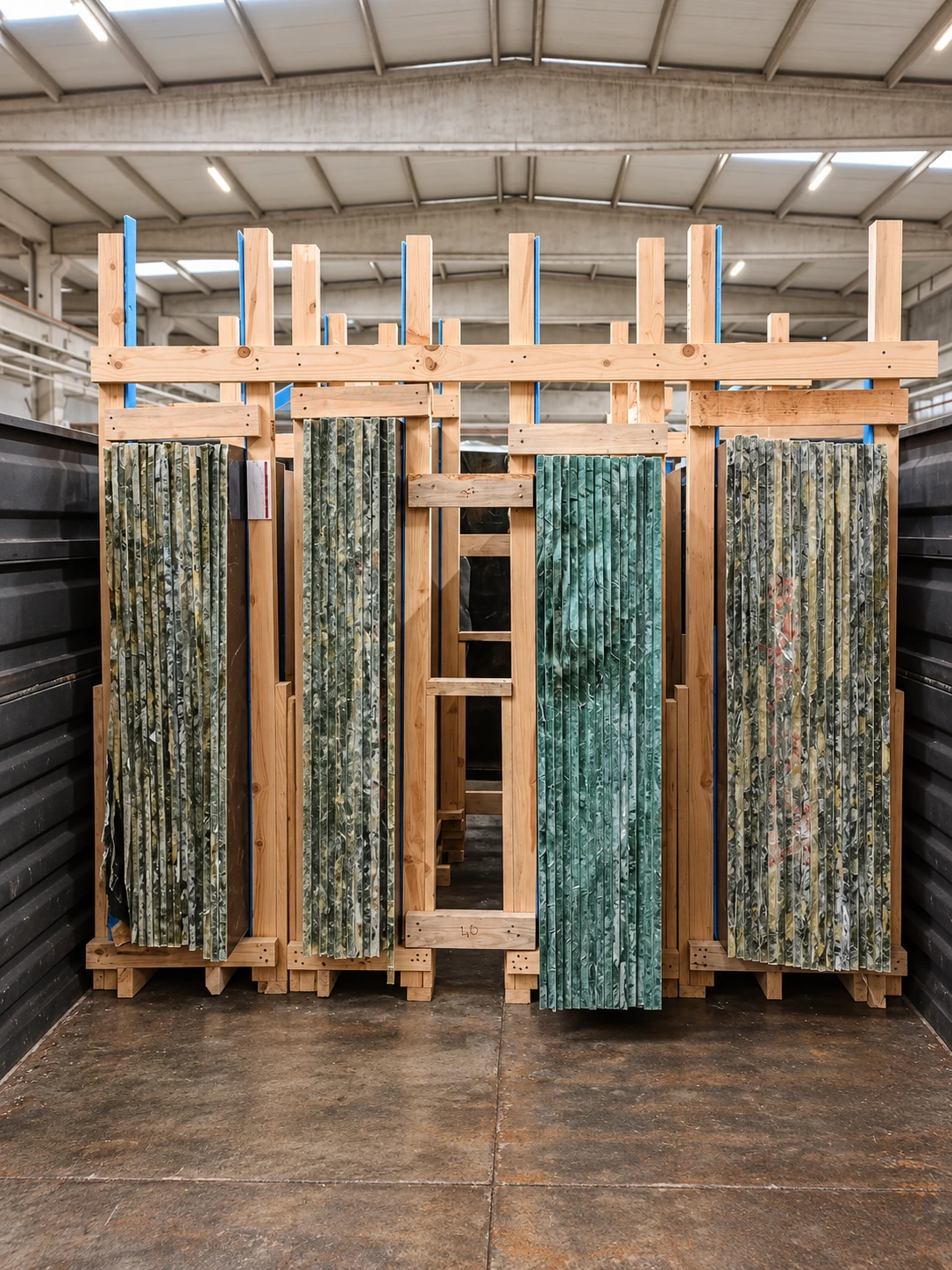 Stone slabs in preparation · Retouched project image