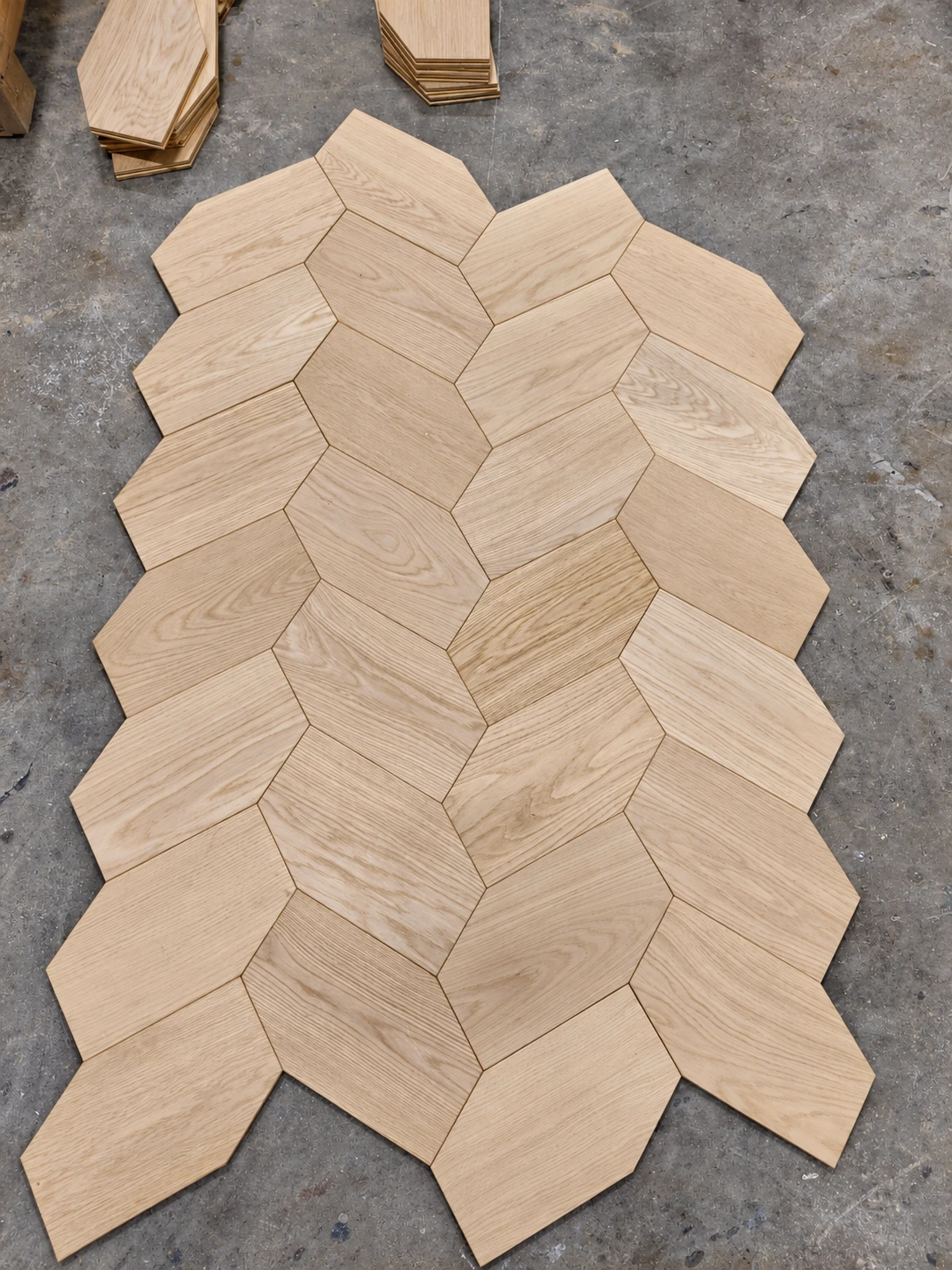 Marquetry in progress · Retouched project image