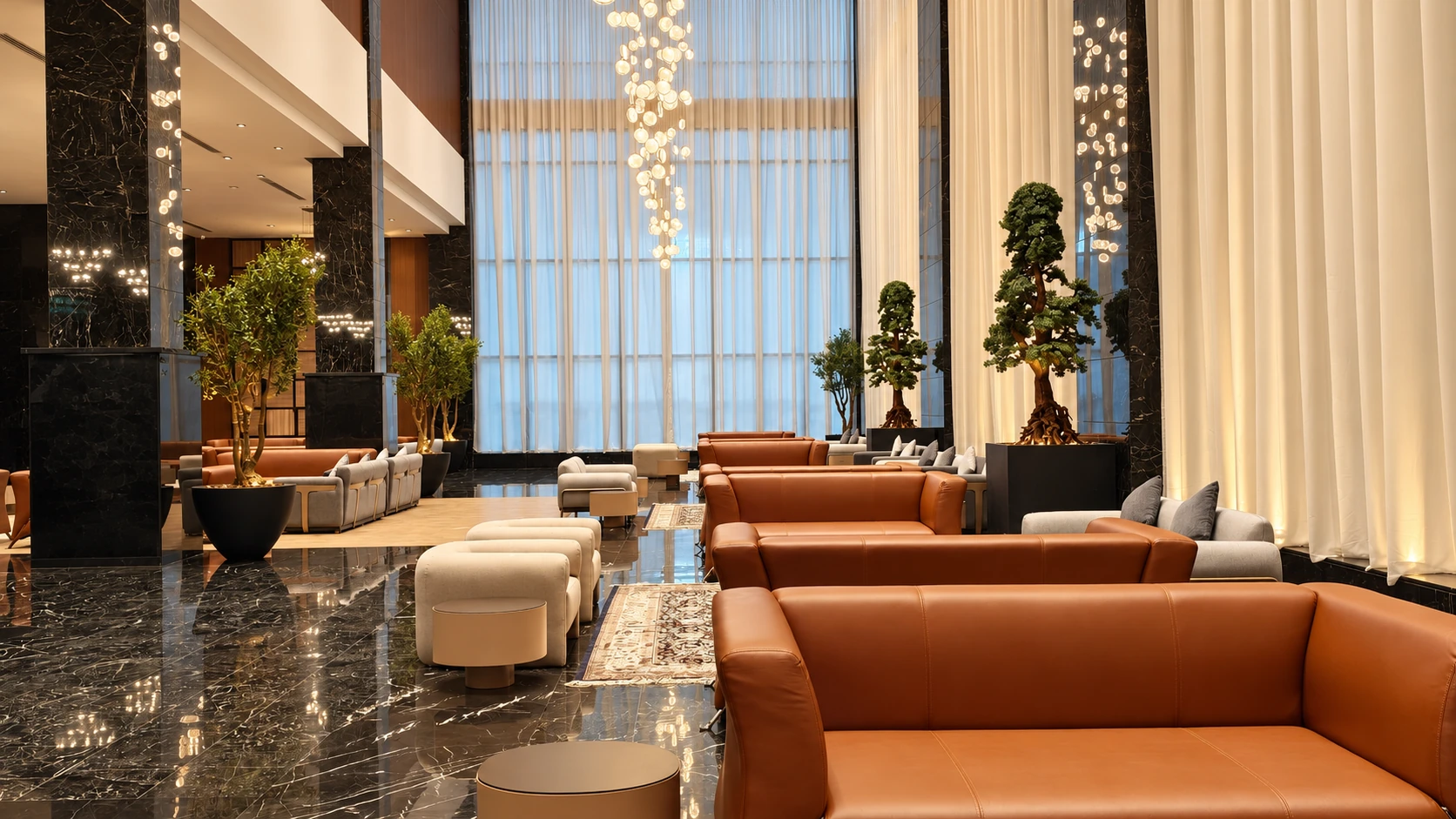 Furniture in the tall interior · Retouched project image