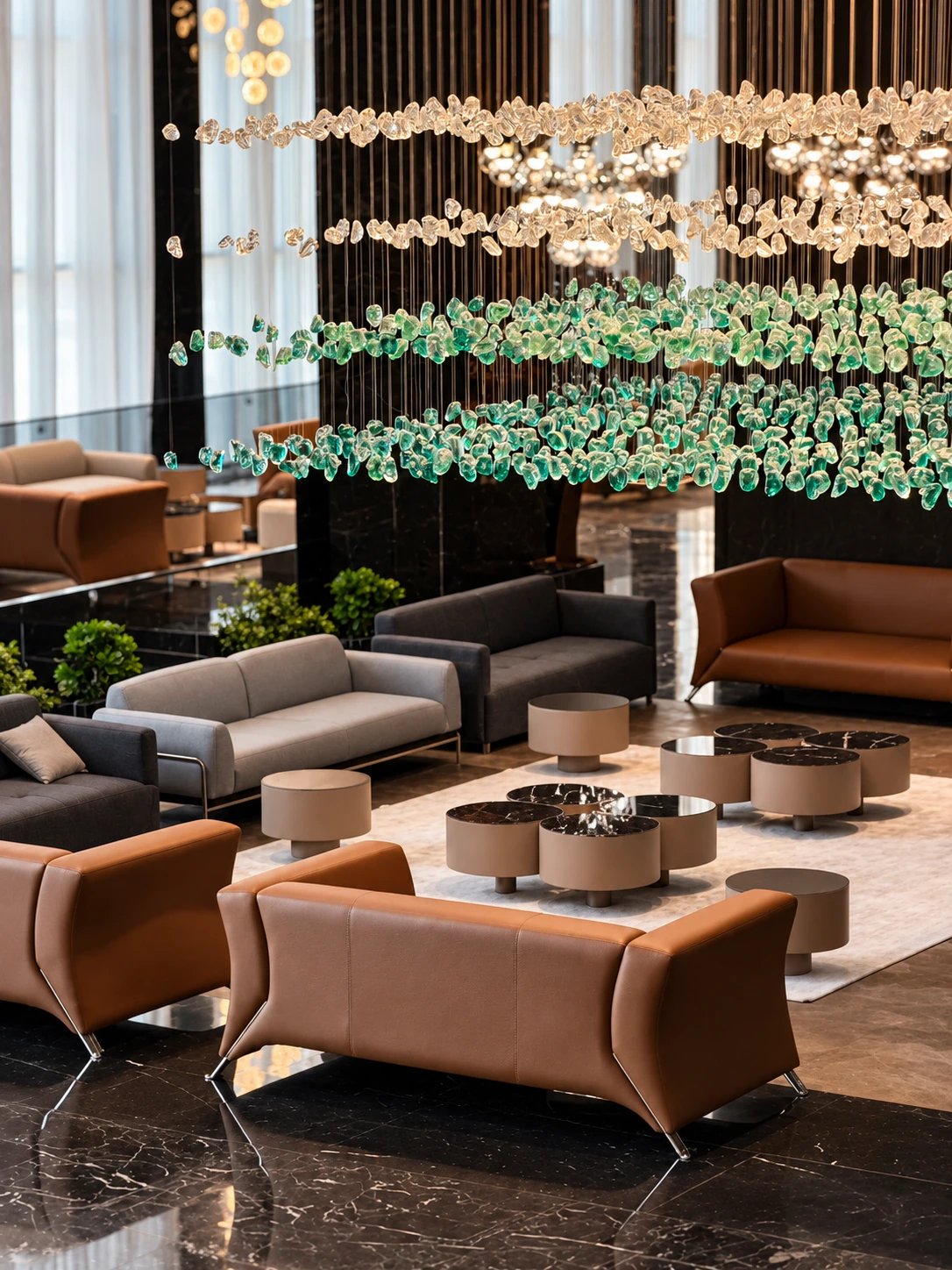 Suspended glass and furniture · Retouched project image
