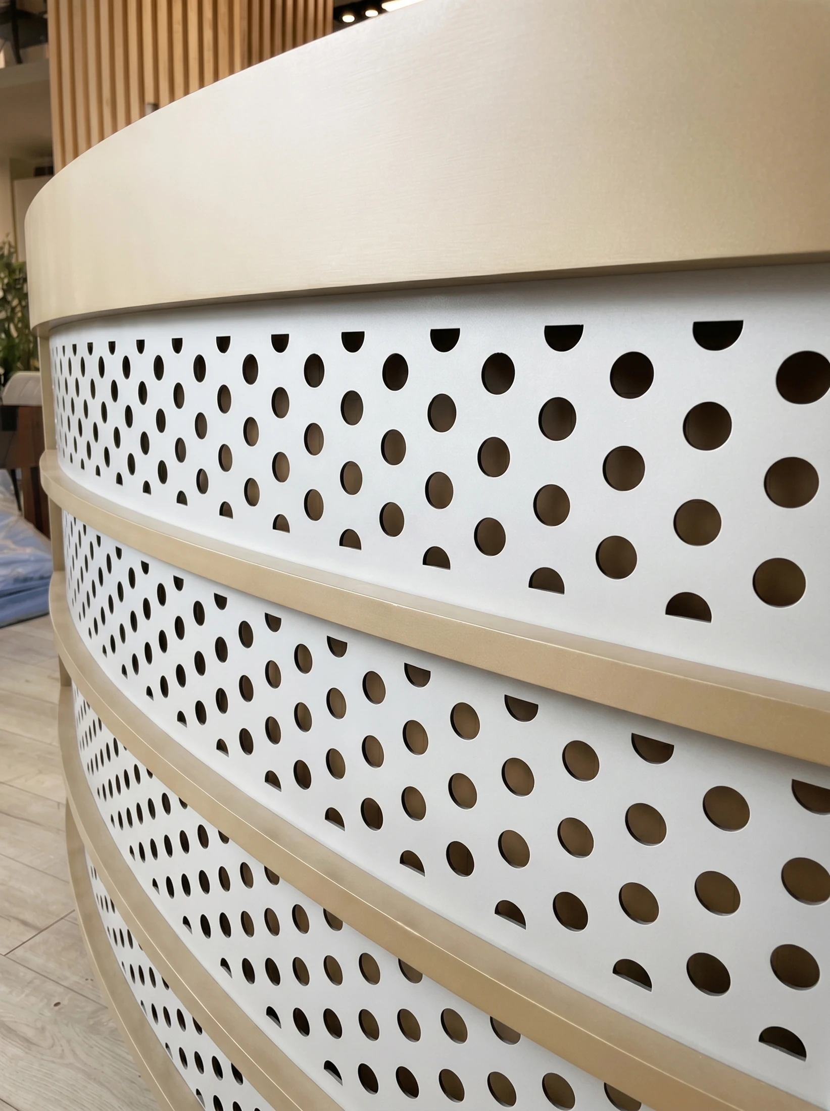 Perforated front detail · Edited archive image