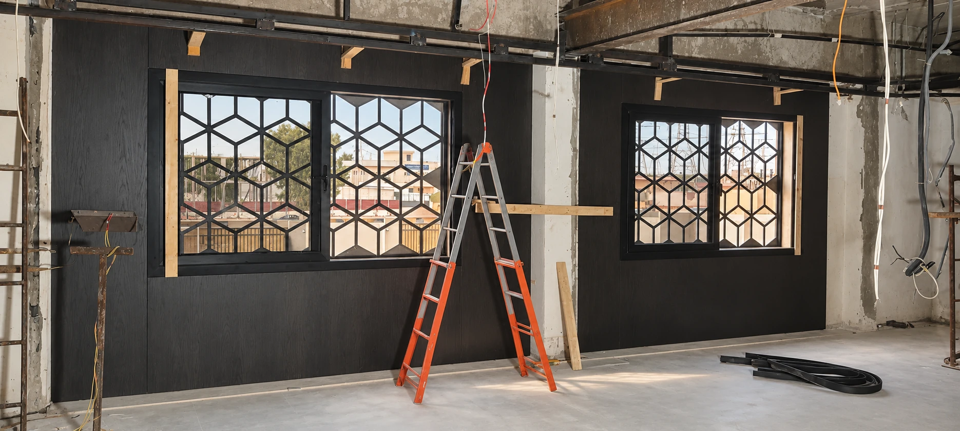 Interior installation in progress · Retouched project image