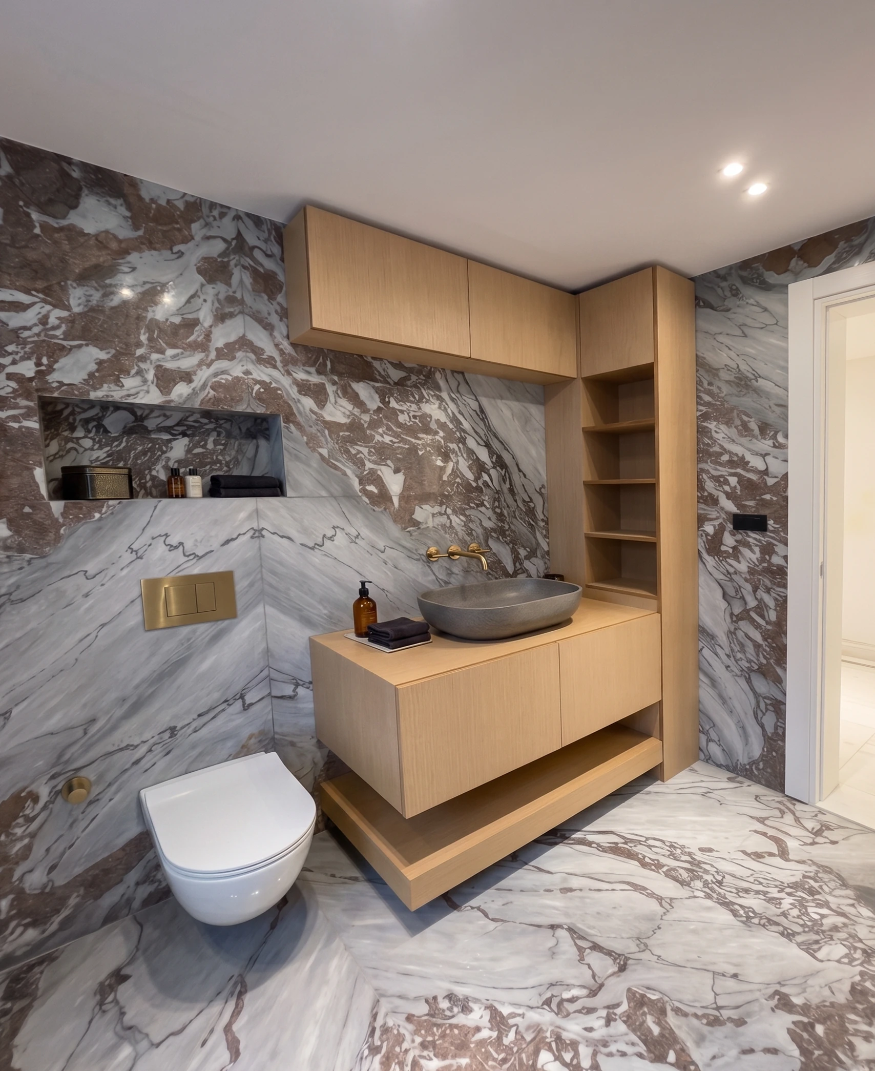 Custom vanity cabinetry in context · Edited archive image
