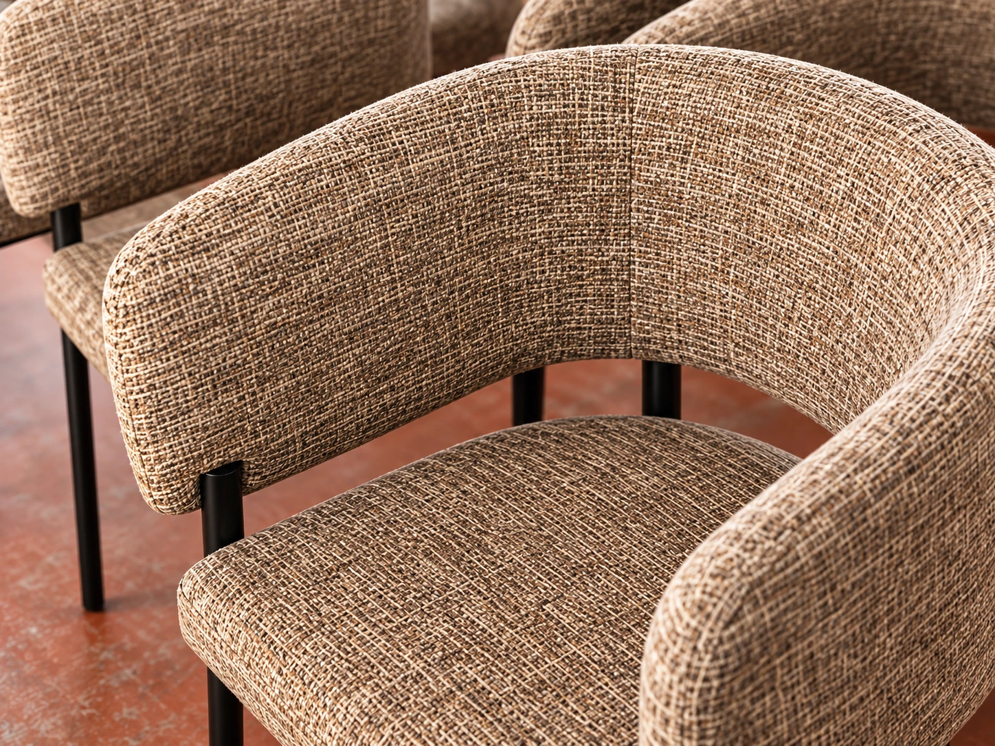 Upholstery seam and curved chair back · AI-assisted detail study from project imagery